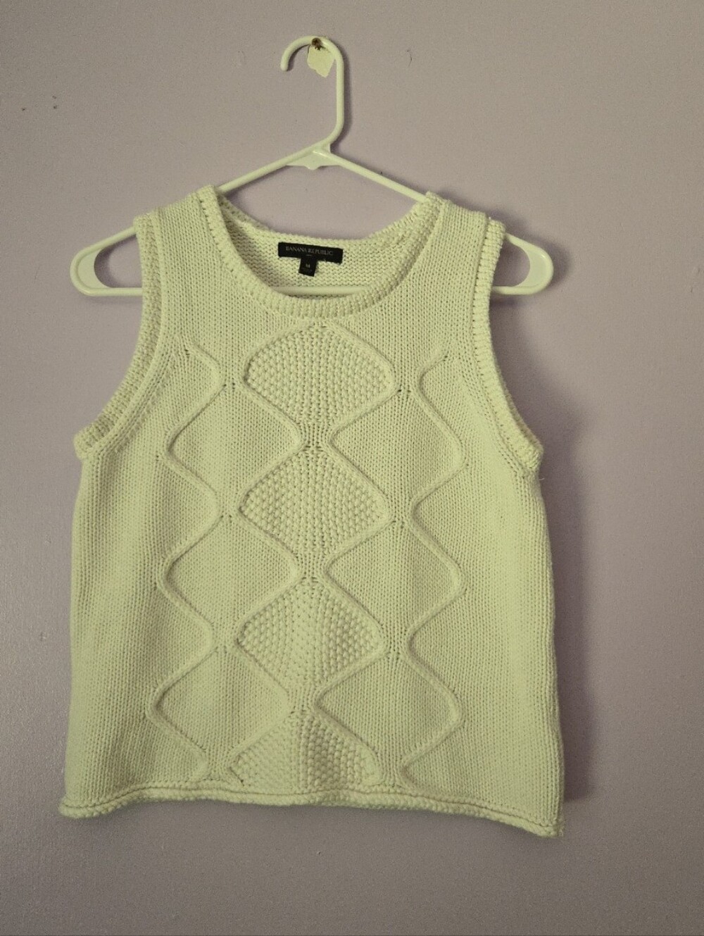 Banana Republic MED White Cable Knit Tank